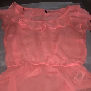 Woman peach transparent top